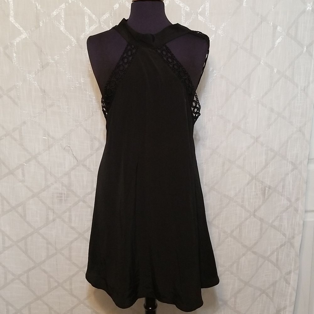 Dainty Hooligan Dress Size Medium Black Lace Sleeveless Tie Neck Whimsygoth